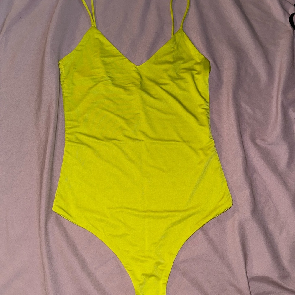Fashion Nova Here To Stay Lime Green Cami Body Suit
